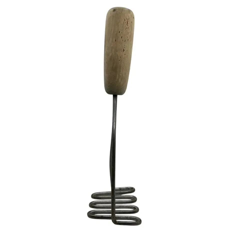 Vintage Potato Masher Wooden Handle Metal Farmhouse Decor 8.5 inch